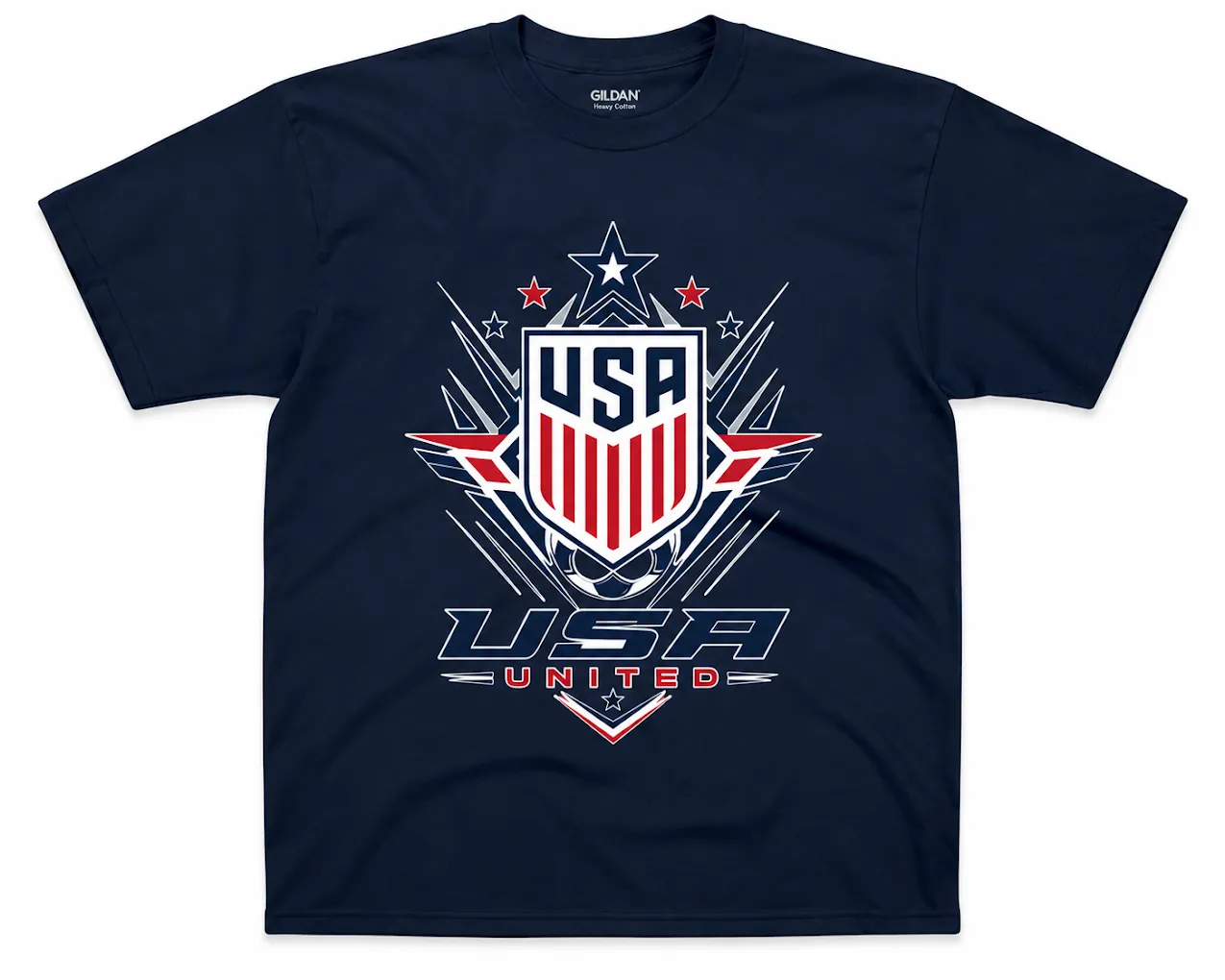 Custom screen printed t-shirt with USA graphic design in Austin TX