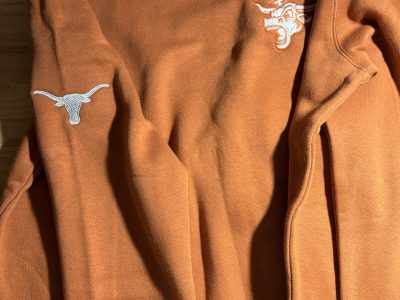 Custom Longhorn embroidered burnt orange hoodies by Alpha Dogg Graphics