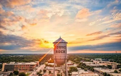 Round Rock water tower landmark representing custom screen printing services in Round Rock TX
